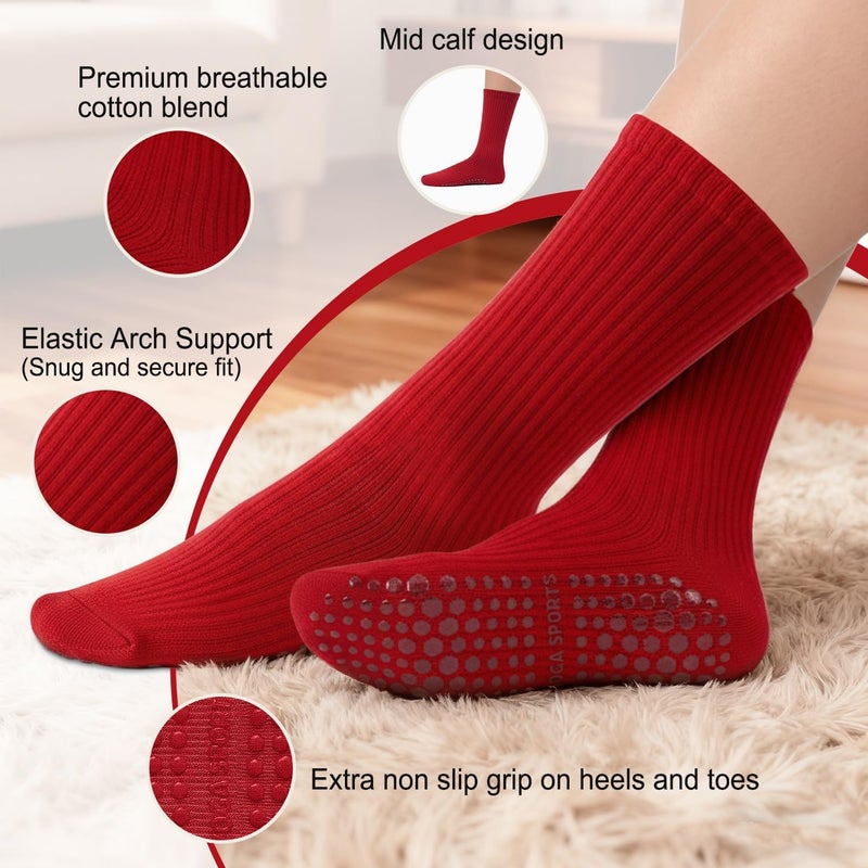 BLONGW Pilates Socks with Grips for Women, Non-Slip Yoga Athletic Socks for Barre Barefoot Workout Hospital - Image 4